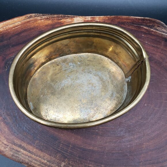 Vintage Hosley Solid Brass Oval Bowl Dish 4.5" Handcrafted India Small Decor - Picture 3 of 8